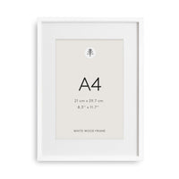 Little Otja white wooden picture frame A4 with cream mat