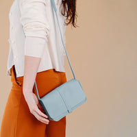 Keecie Lunch Break leather shoulder bag in dusty green