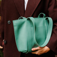 Keecie Family Tree leather tote bag in forest green