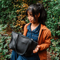 Keecie Family Tree leather tote bag in black