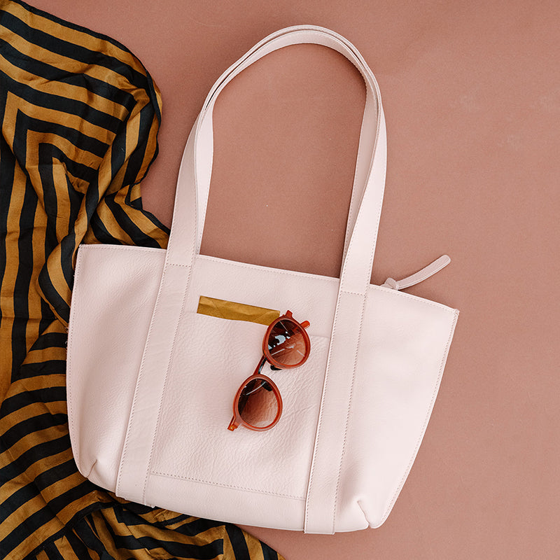 Keecie Family Tree leather tote bag in powder pink