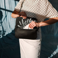 Keecie Double Up leather crossbody bag in black