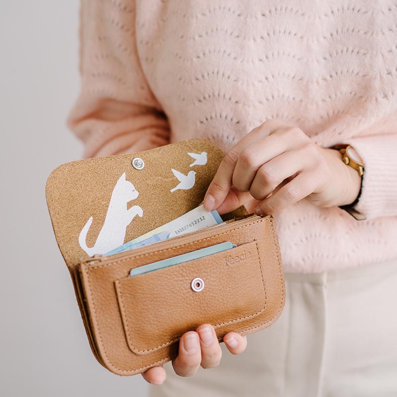 Laudeen | Keecie | Wallet | Cat Chase Medium | Cognac used look