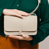 Keecie Lunch Break leather shoulder bag in cement