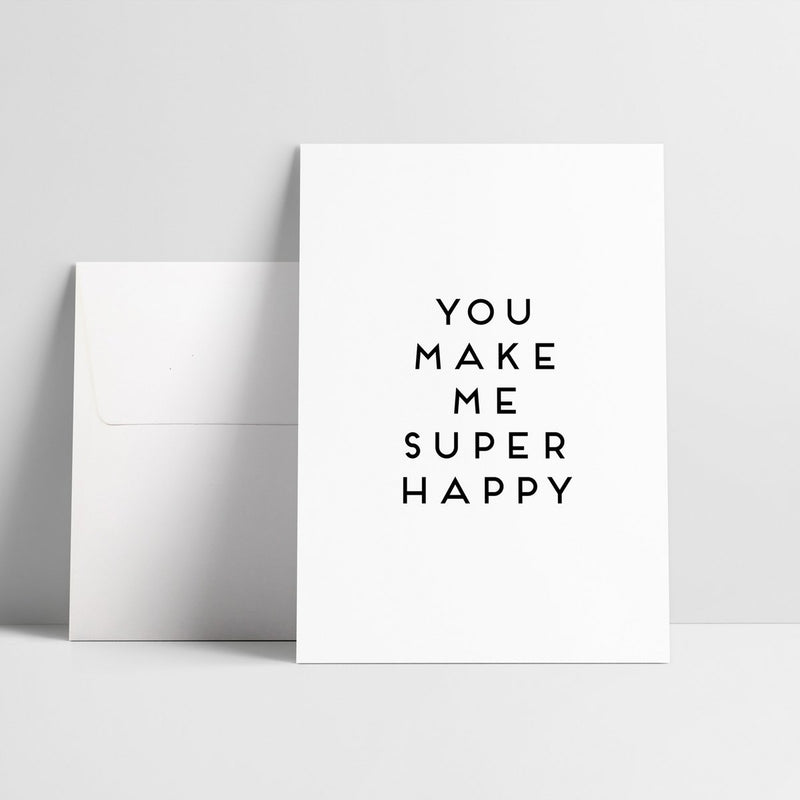 Laudeen | LOVE IS THE NEW BLACK | Super happy - Folding postcard